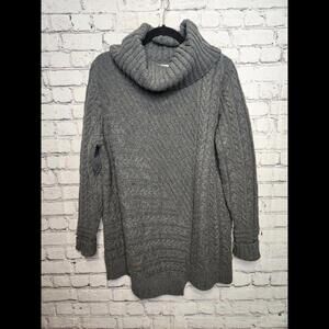 Ll Bean Mixed Knit Cable Sweater Tunic Gray Womens Large